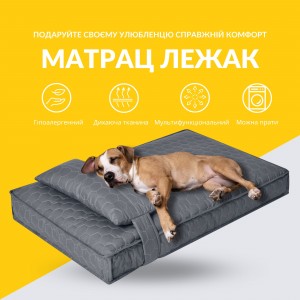 Лежанка матрац 60х80х10 см лежак для домашніх улюбленців M чохол з блискавкою та подушкою для собак та котів