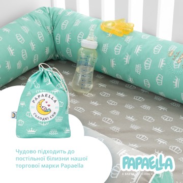 Бортик валики 2 шт захисні у дитяче ліжечко ТM PAPAELLA 60х15 см, 120х15 см бавовна