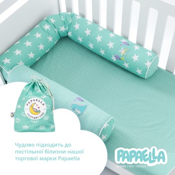 Бортик валики 2 шт захисні у дитяче ліжечко ТM PAPAELLA 60х15 см, 120х15 см бавовна